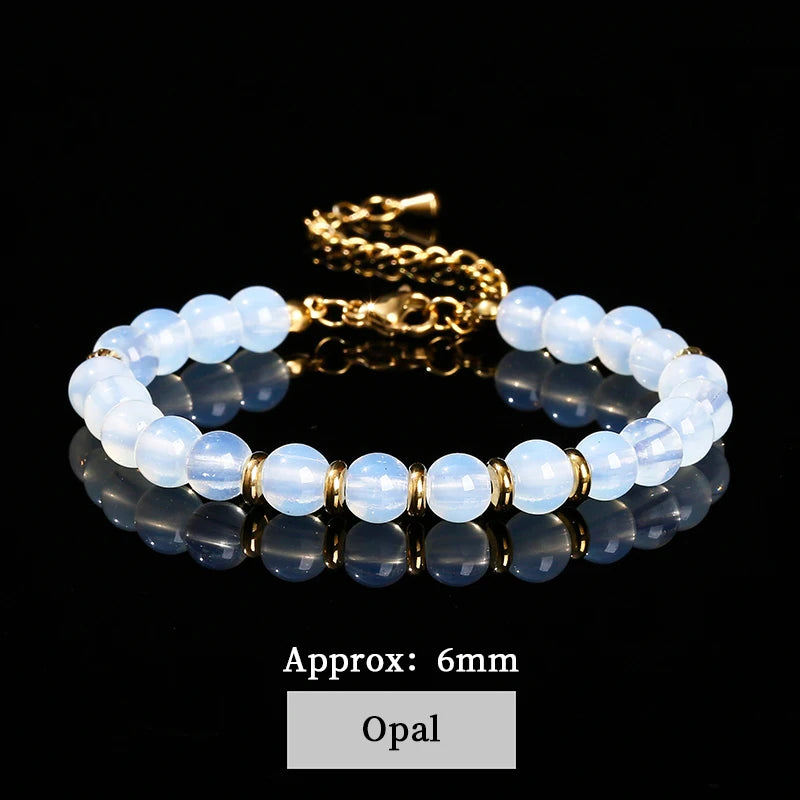 JD Natural Stone Green Aventurine Black Agate 6mm Bead Stainless Steel Bracelet Women Trendy Handmade Adjustable Healing Jewelry
