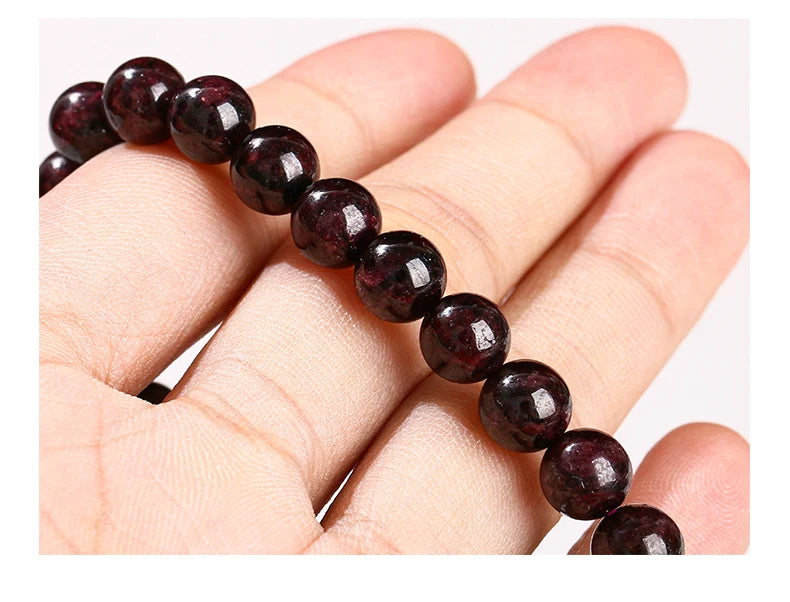 JD 1A Natural Garnet Stone Wine Red Beaded Bracelet Men Women Yoga Healing Balance Bracelets Jewelry Couple Valentine's Day Gift