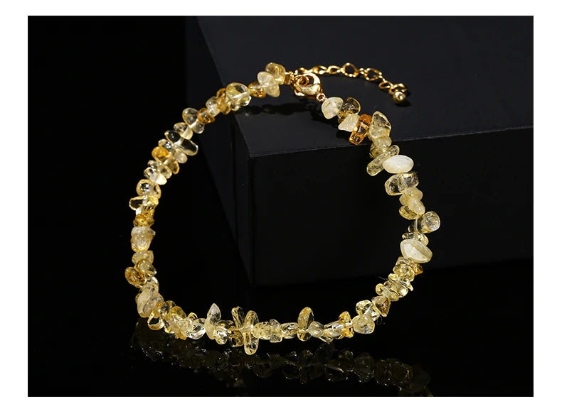 JD Natural Citrines Gravel Stone Irregualr Chip Chakra Bracelet Women Fashion Jewelry Reiki Healing Adjustable Birthday Gifts