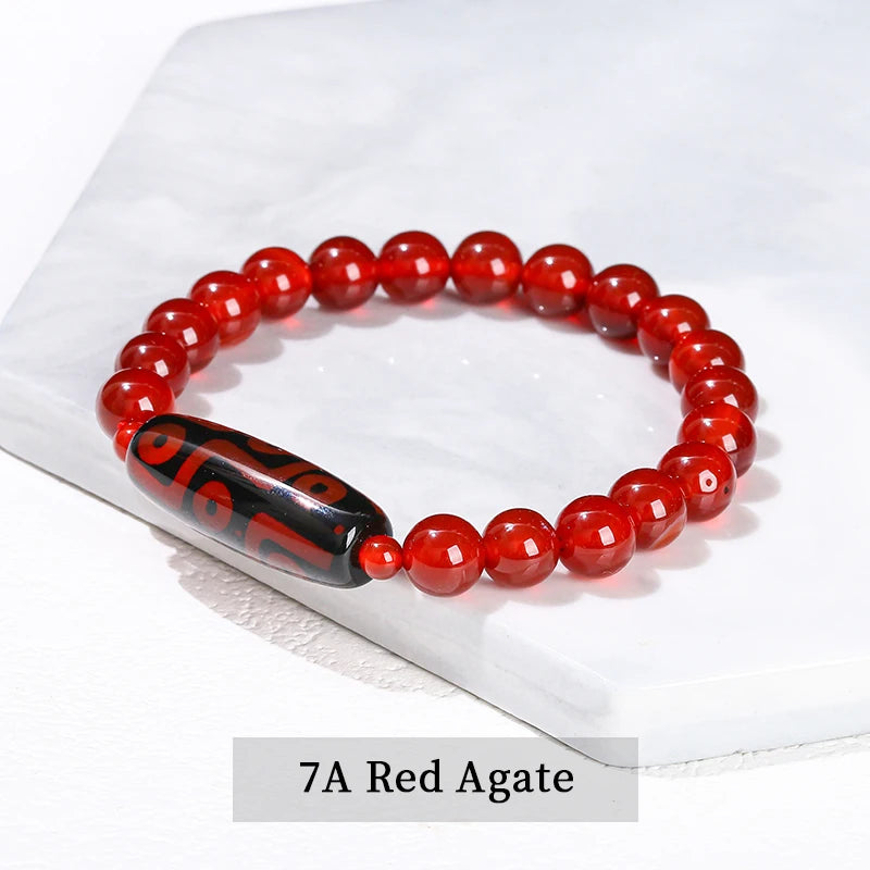 JD Natural Green Nine Eyes Tibetan Dzi Agate Barrel Beads Bracelet Women Men Retro Healing Buddha Prayer Charm Yoga Jewelry Gift