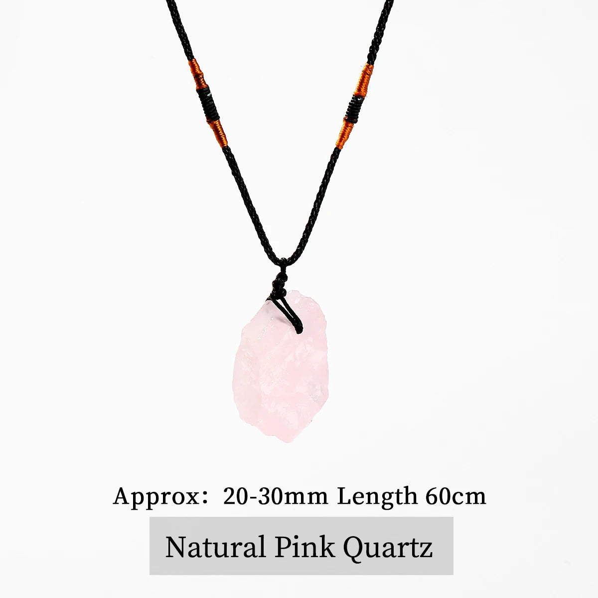 JD Natural Crystal Amethyst Raw Stone Pendant Clavicle Necklace Women Men Reiki Healing Adjustable Rope Chain Lucky Necklace