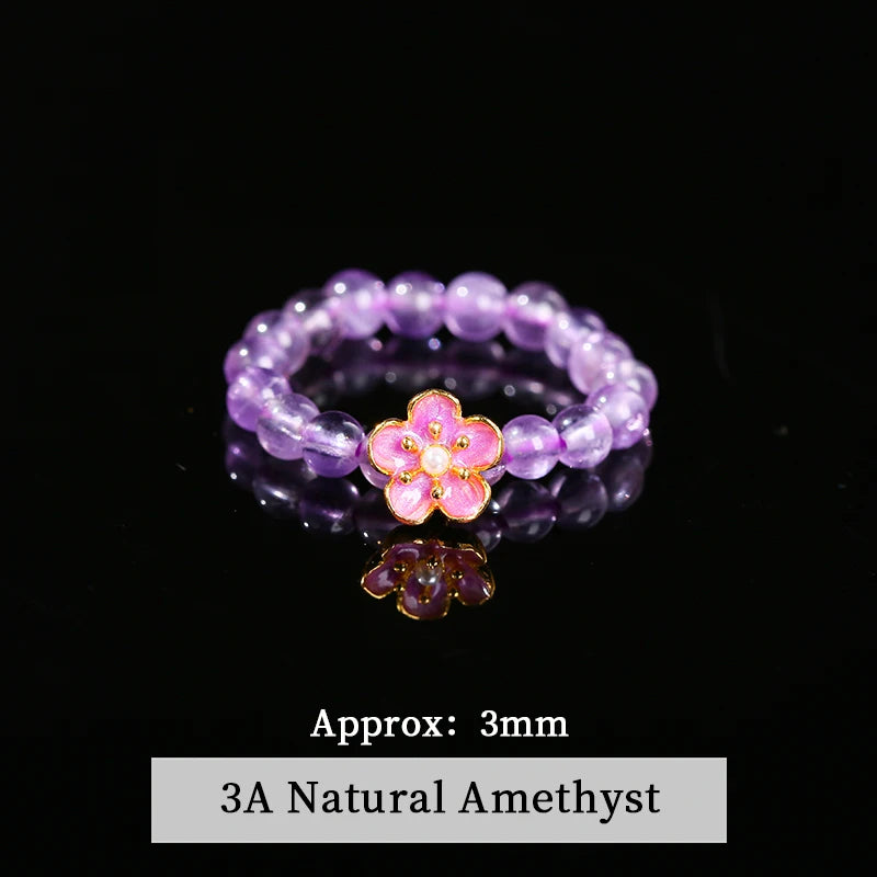 JD Natural Stone Small Bead Crystal Rings for Women Trendy Bohe Handmade Stretch Rings Reiki Healing Party Gifts Couple Jewelry