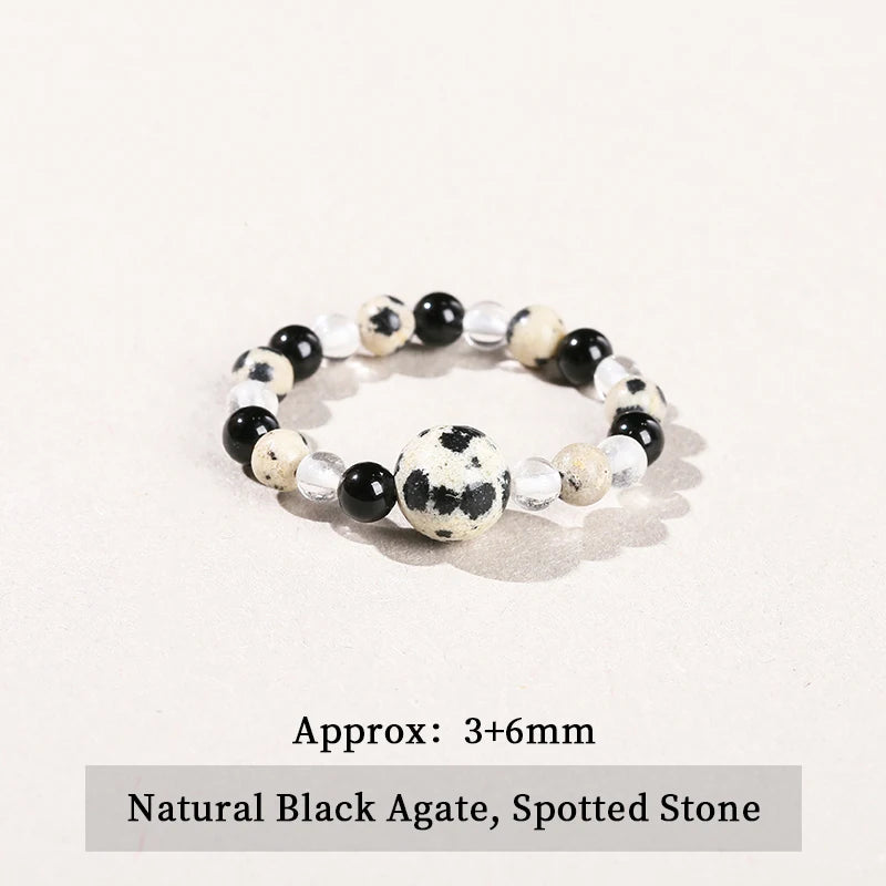 JD Natural Stone Small Bead Crystal Rings for Women Trendy Bohe Handmade Stretch Rings Reiki Healing Party Gifts Couple Jewelry