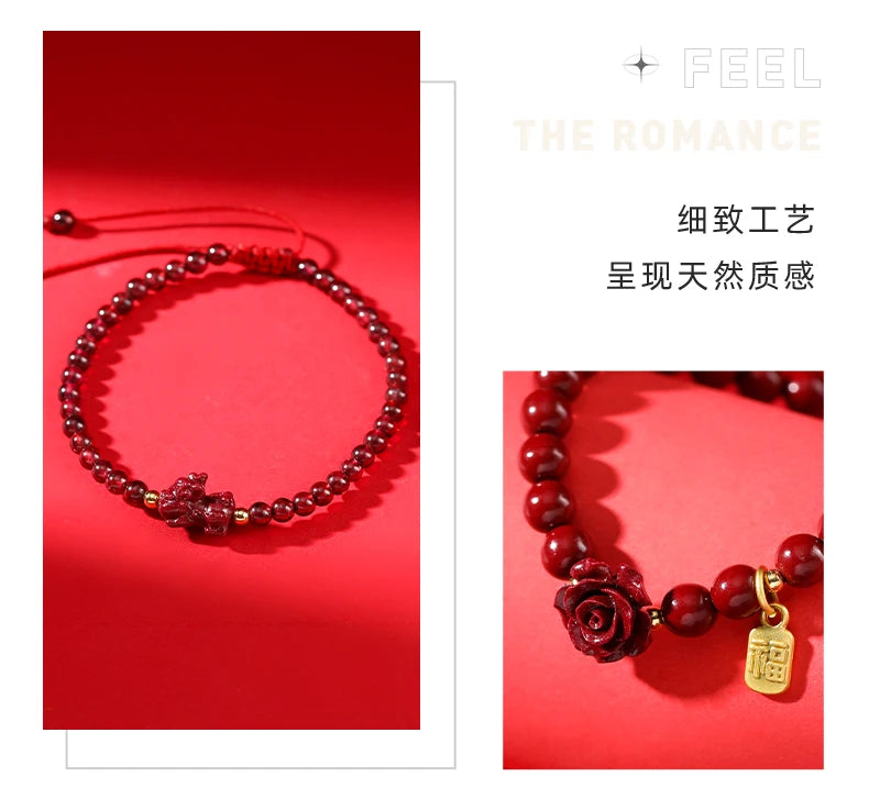 JD Natural Stone 50% Real Cinnabar Bead Braided Bracelet Women Charm Adjustable Yoga Healing Balance Bracelets Jewelry Female