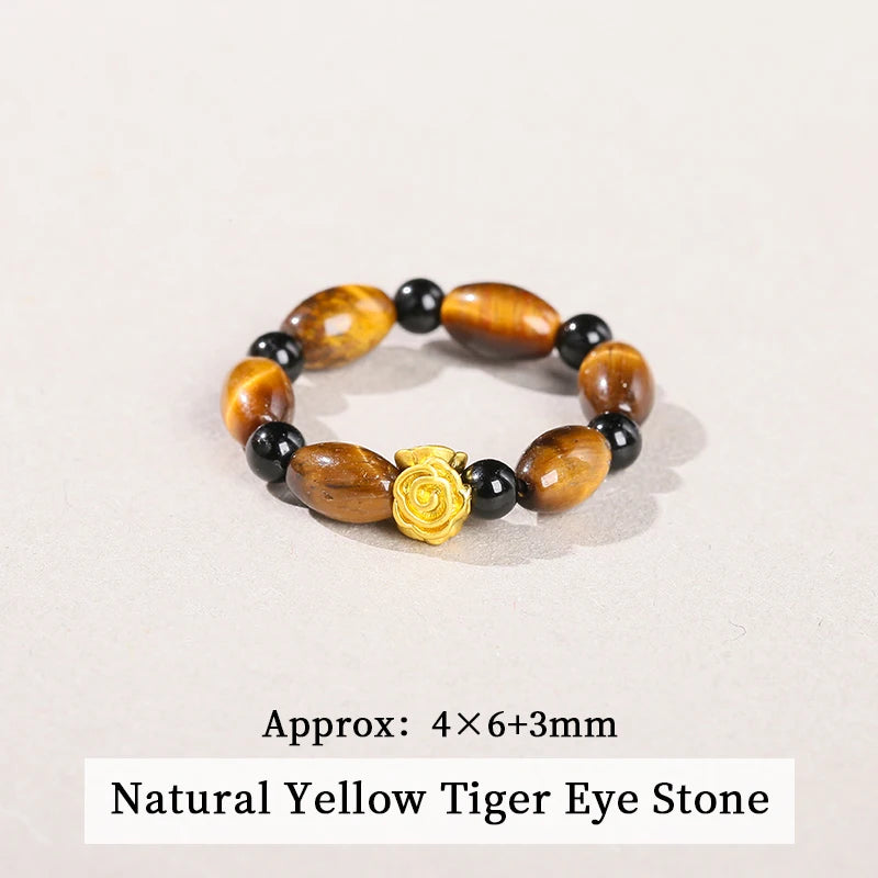 JD Natural Stone Small Bead Crystal Rings for Women Trendy Bohe Handmade Stretch Rings Reiki Healing Party Gifts Couple Jewelry