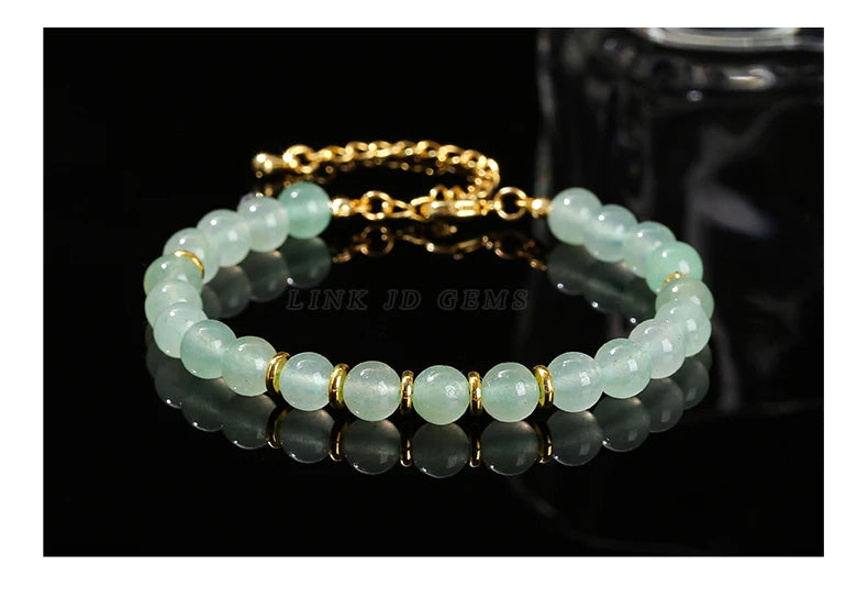 JD Natural Stone Green Aventurine Black Agate 6mm Bead Stainless Steel Bracelet Women Trendy Handmade Adjustable Healing Jewelry