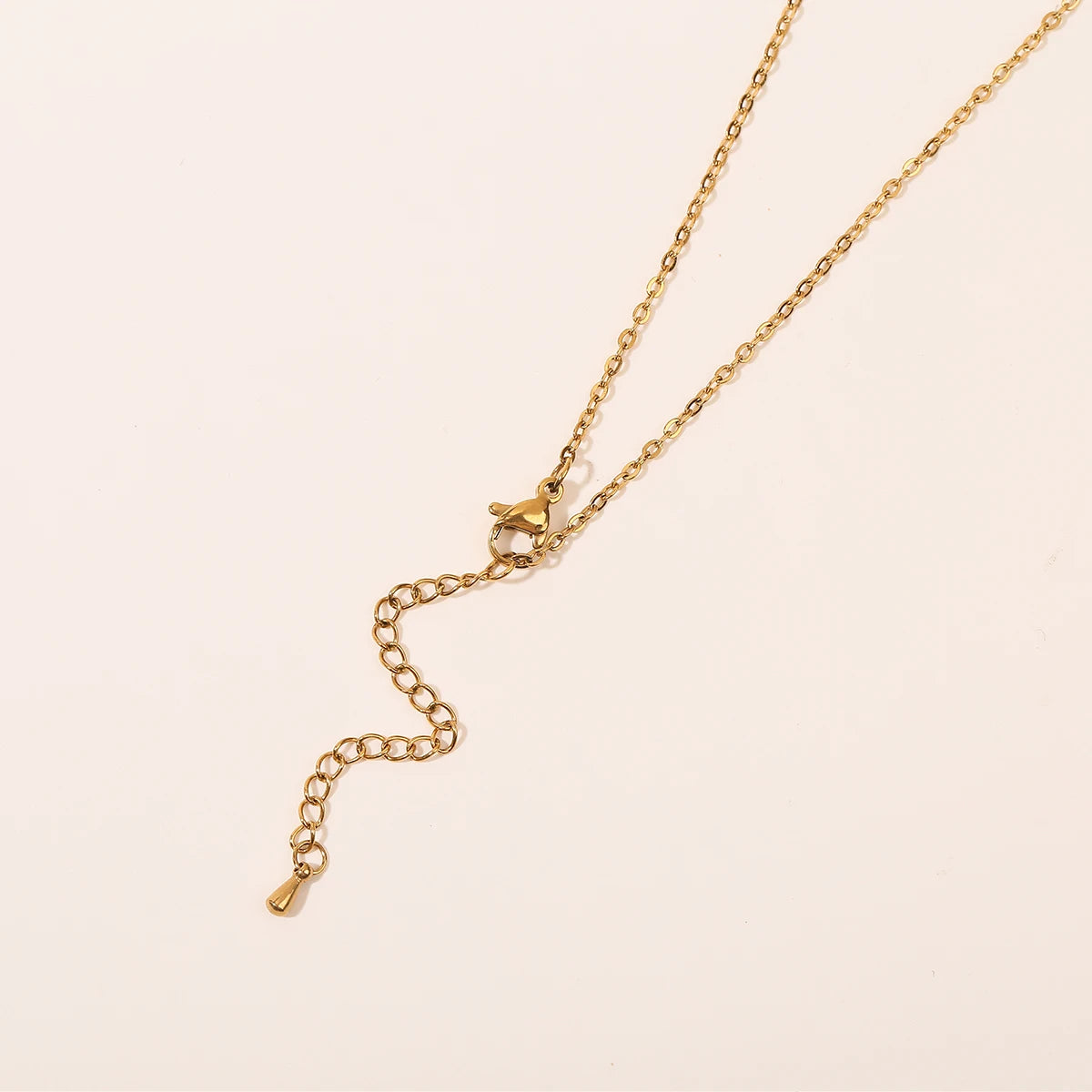 JD Stainless Steel Turquoise Zircon Geometic Patter Pendant Necklaces For Women Bohemian Delicate Wedding Jewelry Collar Mujer