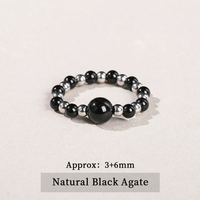 JD Natural Stone Small Bead Crystal Rings for Women Trendy Bohe Handmade Stretch Rings Reiki Healing Party Gifts Couple Jewelry