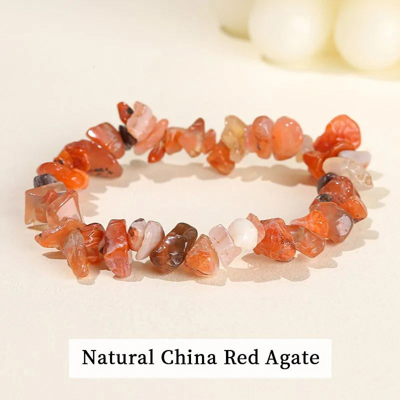 JD Natural Crystal Stone Seven Chakra Irregular Energy Bracelet Women Men Healing Amethyst Fluorite Chip Strand Bracelet Gift