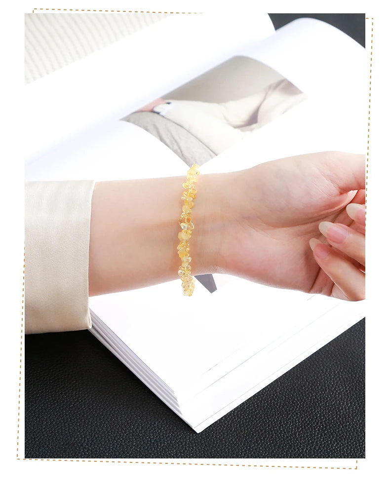 JD Natural Citrines Gravel Stone Irregualr Chip Chakra Bracelet Women Fashion Jewelry Reiki Healing Adjustable Birthday Gifts