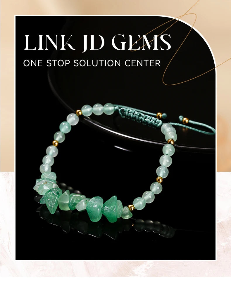 JD Natural Green Aventurine Irregular Gravel Bead Bracelet Women Trendy Adjustable Rope Braided Reiki Healing Chip Jewelry Gift