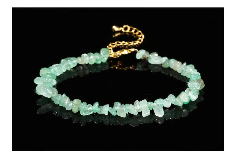 JD Natural Stone Tourmaline Amethyst Rock Quartz Crystal Stone Chip Bead Bracelet Women Healing Chakra Adjustable Chain Jewelry