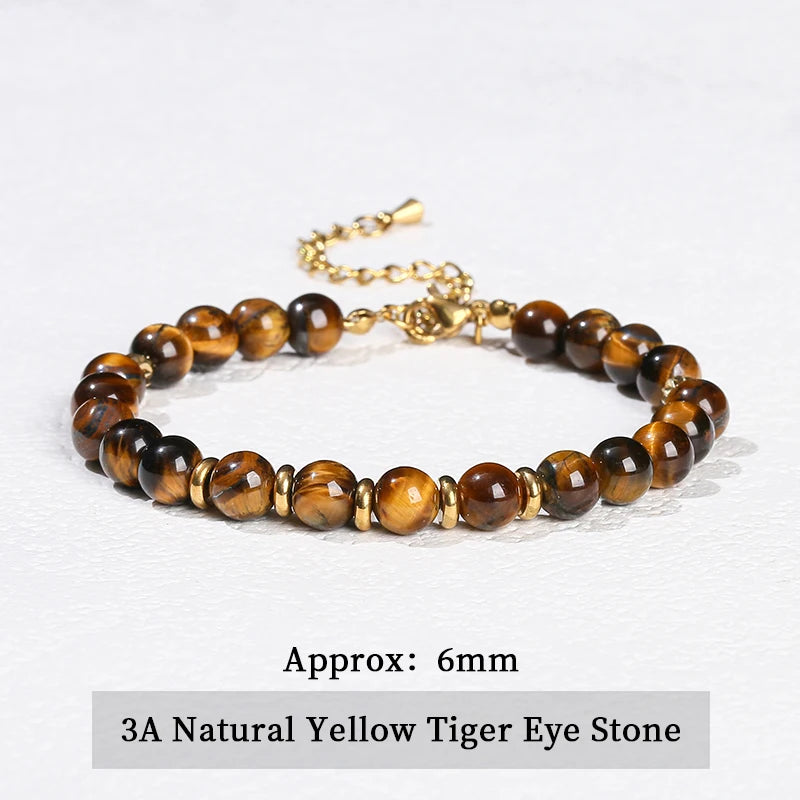 JD Natural Stone Green Aventurine Black Agate 6mm Bead Stainless Steel Bracelet Women Trendy Handmade Adjustable Healing Jewelry