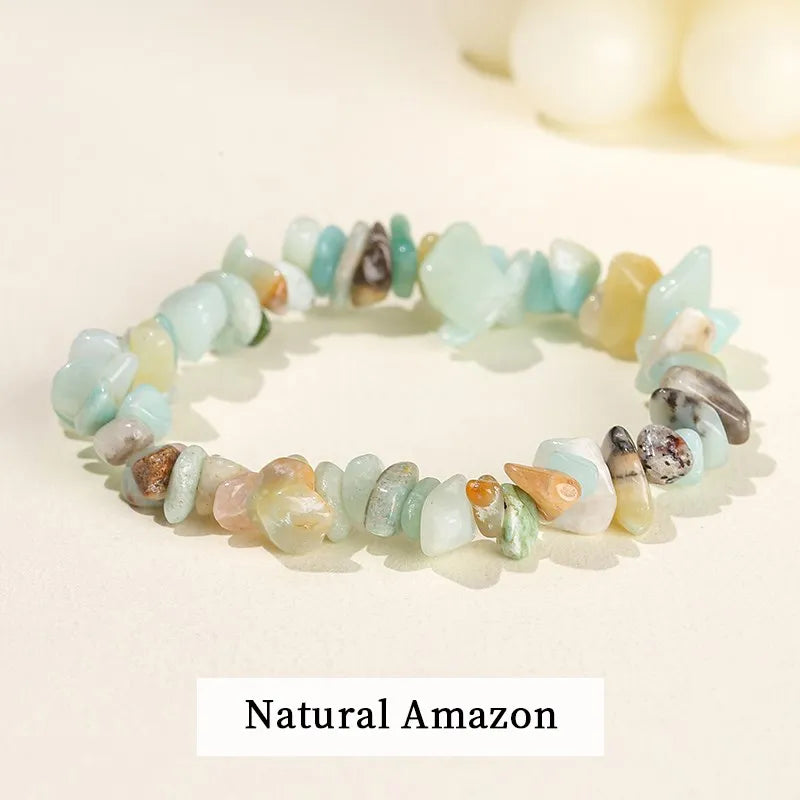 JD Natural Crystal Stone Seven Chakra Irregular Energy Bracelet Women Men Healing Amethyst Fluorite Chip Strand Bracelet Gift