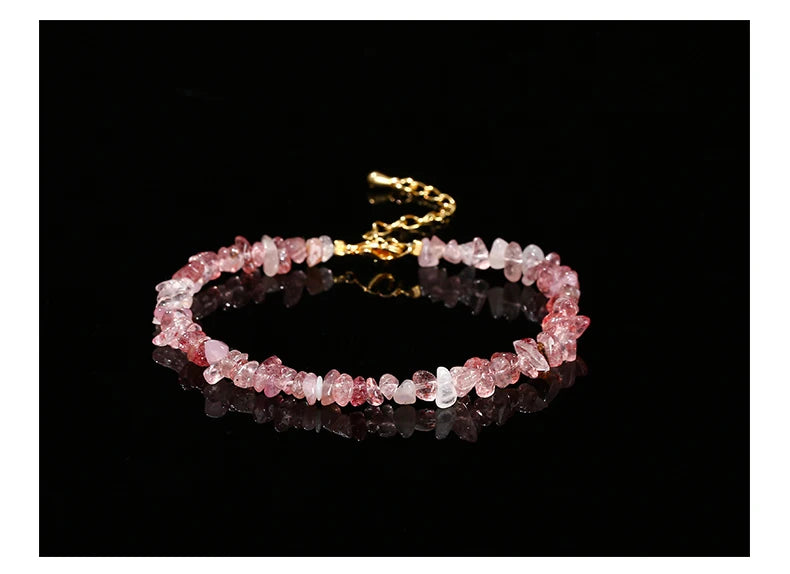 JD Natural Stone Tourmaline Amethyst Rock Quartz Crystal Stone Chip Bead Bracelet Women Healing Chakra Adjustable Chain Jewelry