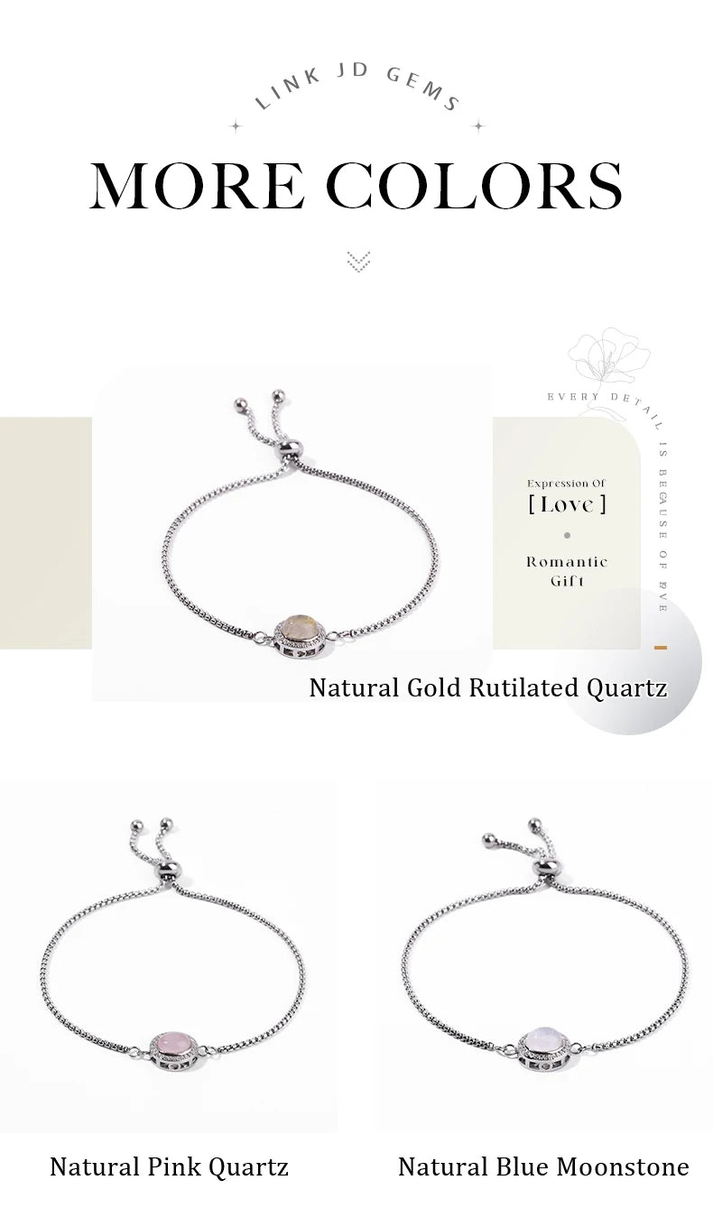 JD Natural Golden Rutilated Quartz Inlaid Chain Bracelets Women Luxury Elegant Handmade Stainless Steel Gems Healing Couple Gift