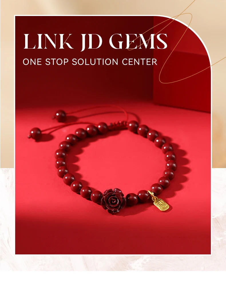 JD Natural Stone 50% Real Cinnabar Bead Braided Bracelet Women Charm Adjustable Yoga Healing Balance Bracelets Jewelry Female
