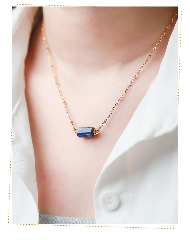 JD Handmade Boho Necklace Natural Amethyst Faceted Bead Pendant Necklace For Women Trendy Classic Stainless Steel Couple Gifts