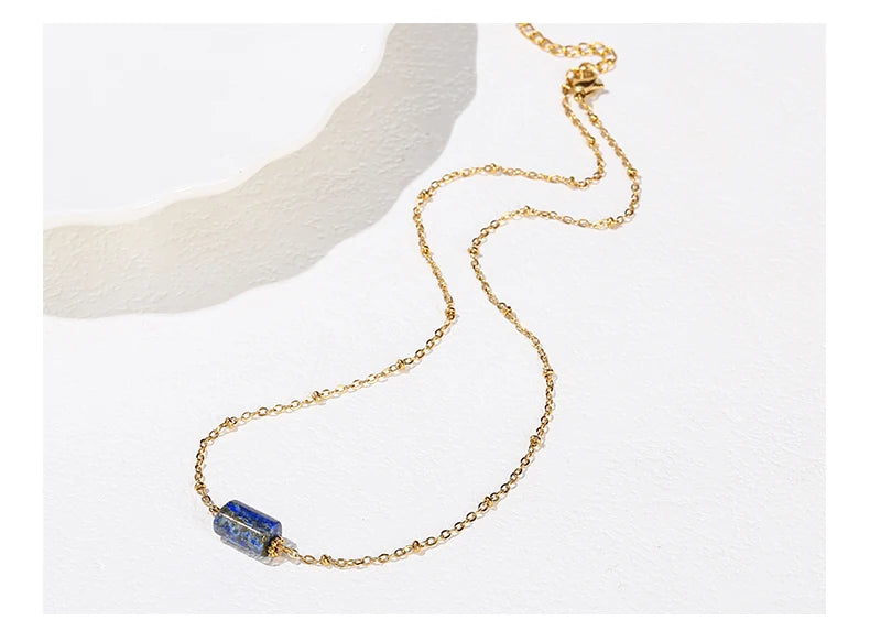 JD Handmade Boho Necklace Natural Amethyst Faceted Bead Pendant Necklace For Women Trendy Classic Stainless Steel Couple Gifts