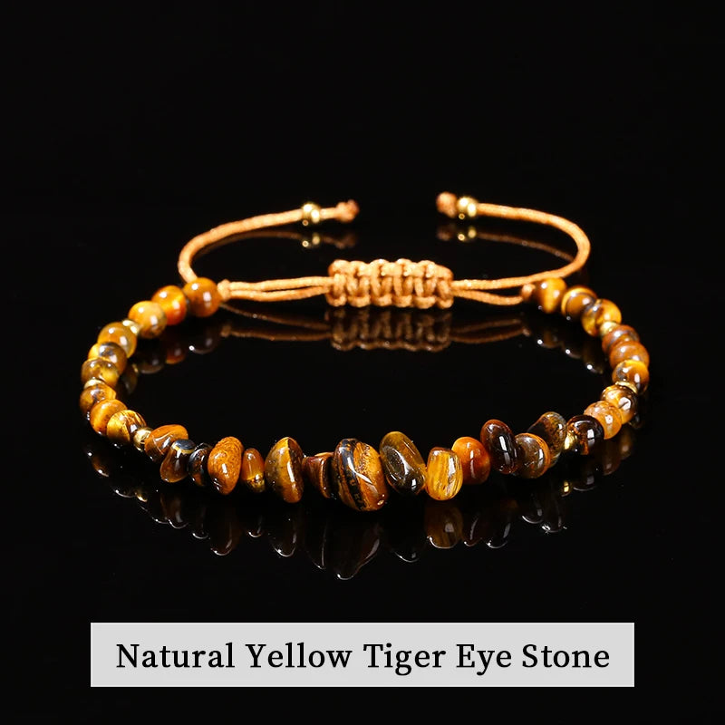 JD Natural Green Aventurine Amethyst Irregualr Gravel Woven Bracelet Women Men Handmade Braided Bracelet Crystal Chip Jewelry