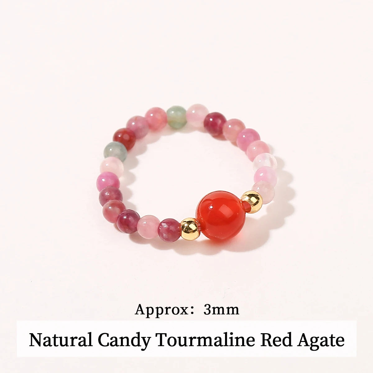 JD Natural Crystal Rings for Women Fashion Simple Sweet Small Beads Tourmaline Amethyst Turquoise Adjustable Reiki Healing Rings