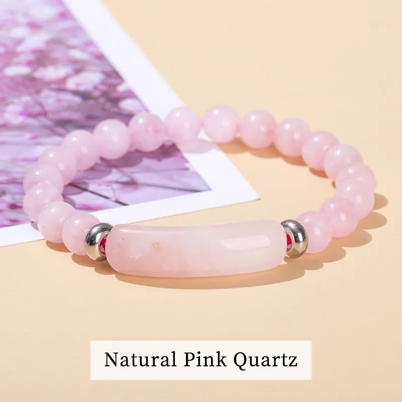 JD Natural Stone Tiger Eye Amethyst Rectangle Bar Charm Bracelet Women Men Healing Stone Powder Crystal Rough Chakra Jewelry