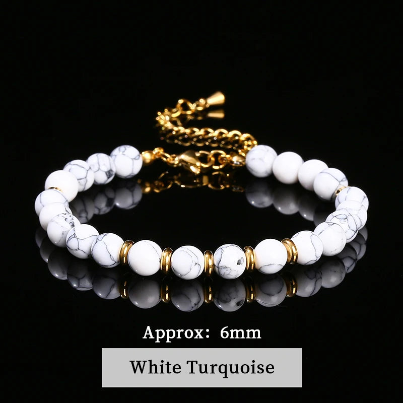 JD Natural Stone Green Aventurine Black Agate 6mm Bead Stainless Steel Bracelet Women Trendy Handmade Adjustable Healing Jewelry