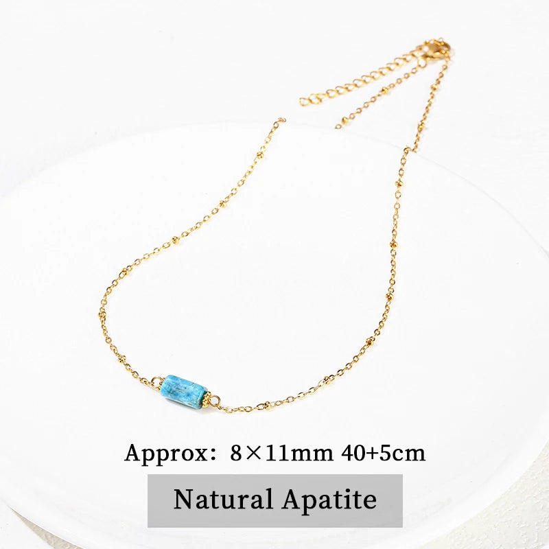 JD Handmade Boho Necklace Natural Amethyst Faceted Bead Pendant Necklace For Women Trendy Classic Stainless Steel Couple Gifts