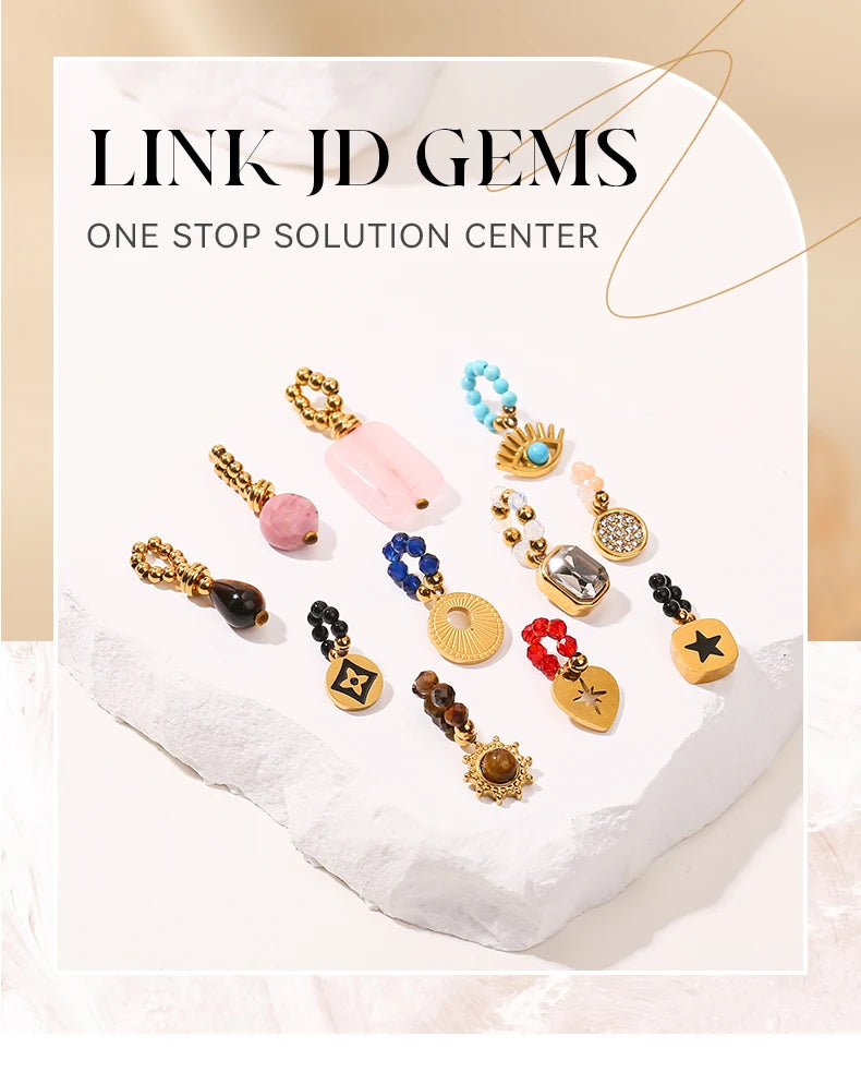 JD Natural Stone Pandent Box Chain Necklaces for Women Creative DIY Crystal Charm Stainless Steel Clavicle Necklace Accessory