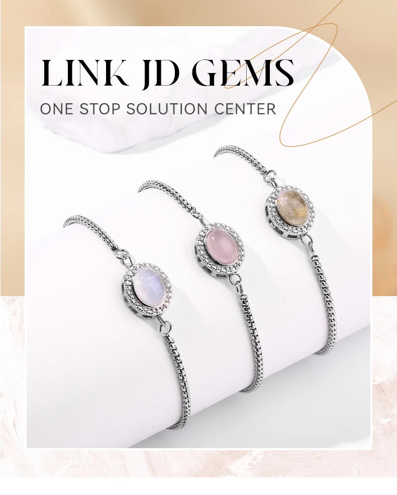 JD Natural Golden Rutilated Quartz Inlaid Chain Bracelets Women Luxury Elegant Handmade Stainless Steel Gems Healing Couple Gift