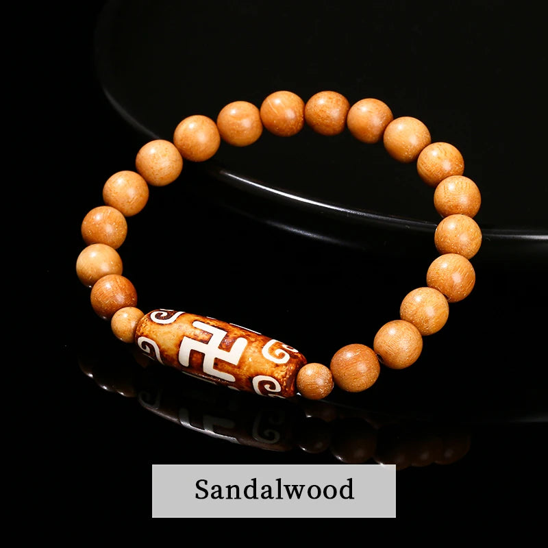 JD Natural Green Nine Eyes Tibetan Dzi Agate Barrel Beads Bracelet Women Men Retro Healing Buddha Prayer Charm Yoga Jewelry Gift