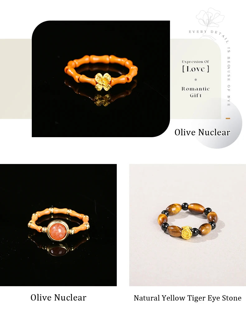 JD Natural Stone Small Bead Crystal Rings for Women Trendy Bohe Handmade Stretch Rings Reiki Healing Party Gifts Couple Jewelry