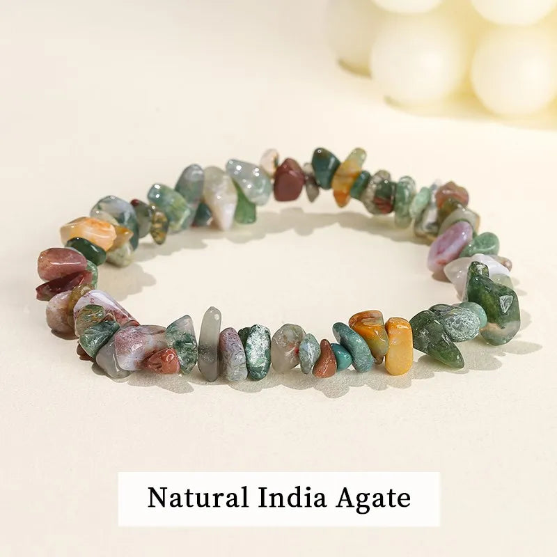 JD Natural Crystal Stone Seven Chakra Irregular Energy Bracelet Women Men Healing Amethyst Fluorite Chip Strand Bracelet Gift