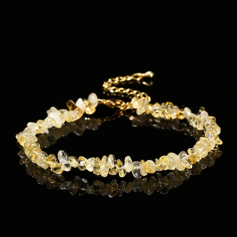 JD Natural Citrines Gravel Stone Irregualr Chip Chakra Bracelet Women Fashion Jewelry Reiki Healing Adjustable Birthday Gifts