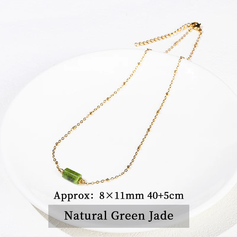 JD Handmade Boho Necklace Natural Amethyst Faceted Bead Pendant Necklace For Women Trendy Classic Stainless Steel Couple Gifts