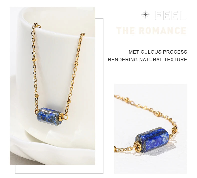 JD Handmade Boho Necklace Natural Amethyst Faceted Bead Pendant Necklace For Women Trendy Classic Stainless Steel Couple Gifts