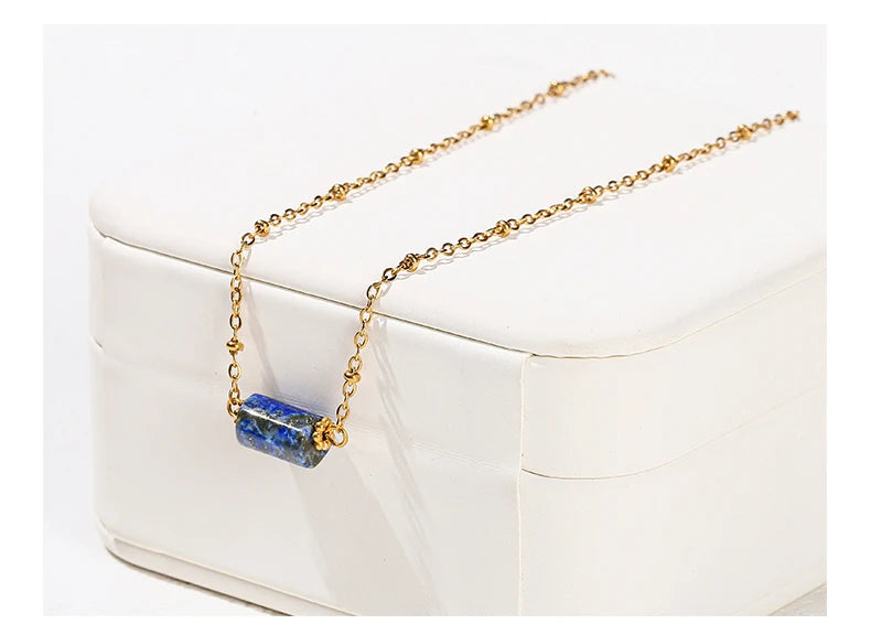 JD Handmade Boho Necklace Natural Amethyst Faceted Bead Pendant Necklace For Women Trendy Classic Stainless Steel Couple Gifts