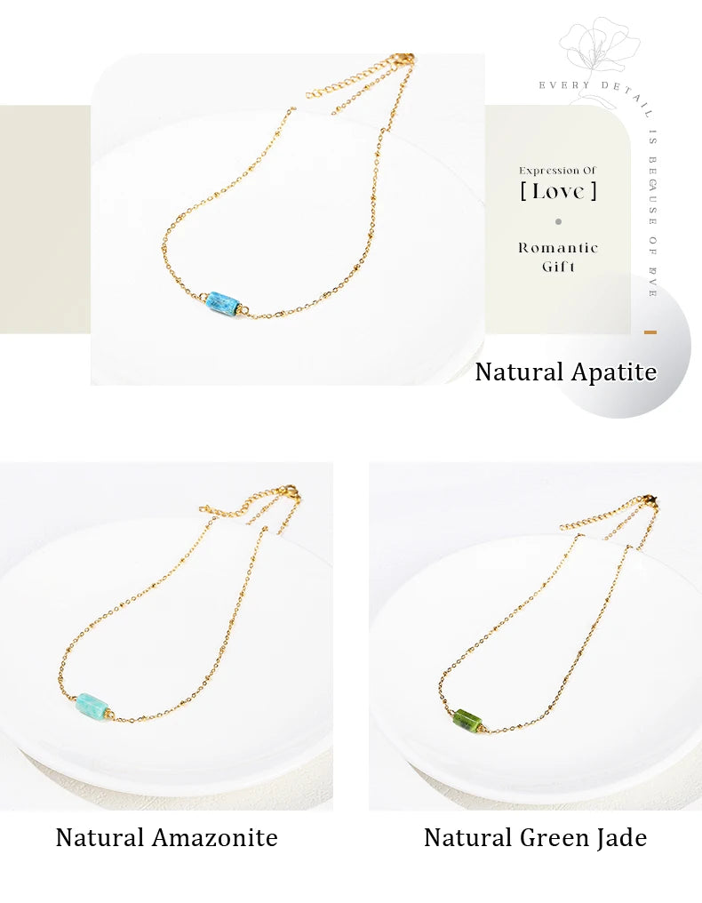 JD Handmade Boho Necklace Natural Amethyst Faceted Bead Pendant Necklace For Women Trendy Classic Stainless Steel Couple Gifts