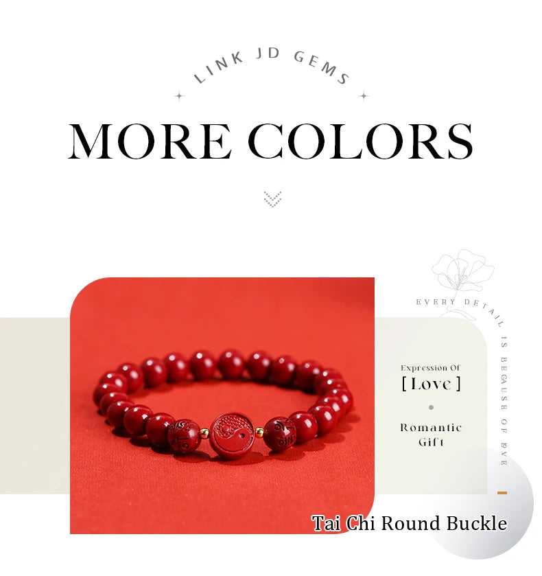 JD Natural Cinnabar Real Bead Bracelets Women Men Change Lucky Wealth Protection Hand String Pixiu Carved Vintage Bangles Gift