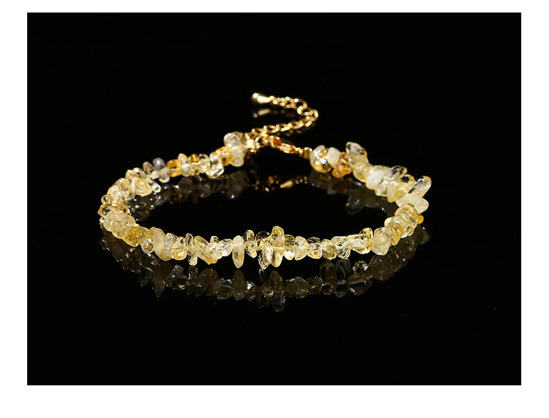 JD Natural Stone Tourmaline Amethyst Rock Quartz Crystal Stone Chip Bead Bracelet Women Healing Chakra Adjustable Chain Jewelry