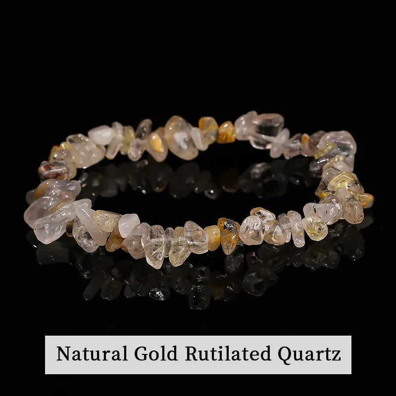 JD Natural Crystal Stone Seven Chakra Irregular Energy Bracelet Women Men Healing Amethyst Fluorite Chip Strand Bracelet Gift