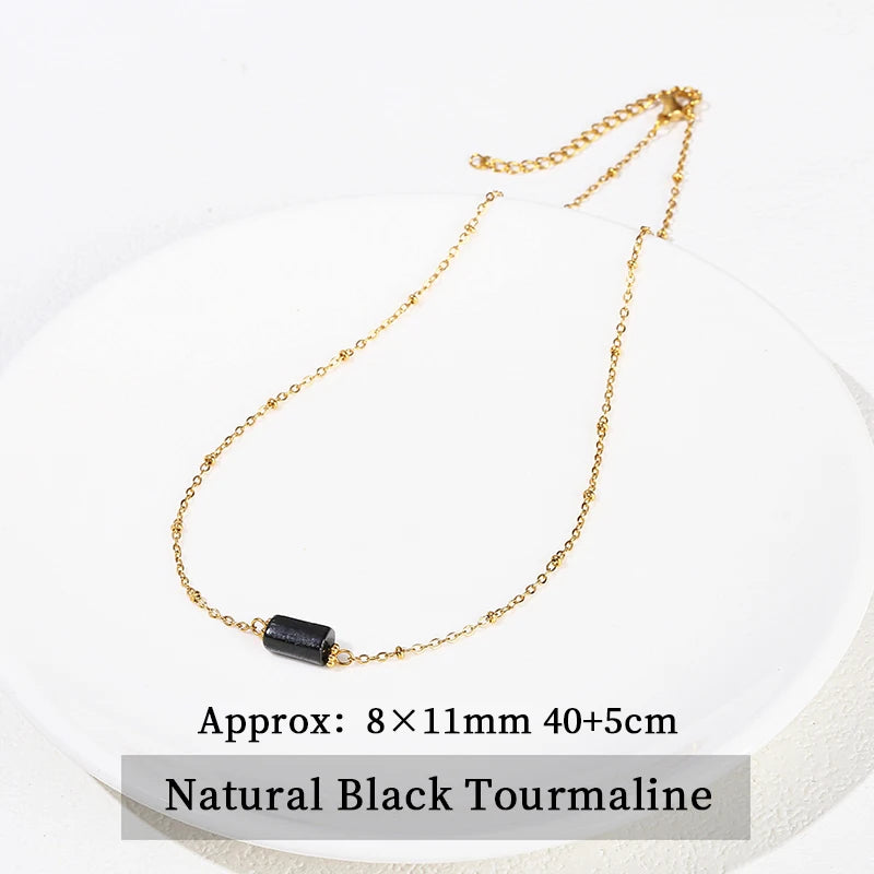 JD Handmade Boho Necklace Natural Amethyst Faceted Bead Pendant Necklace For Women Trendy Classic Stainless Steel Couple Gifts