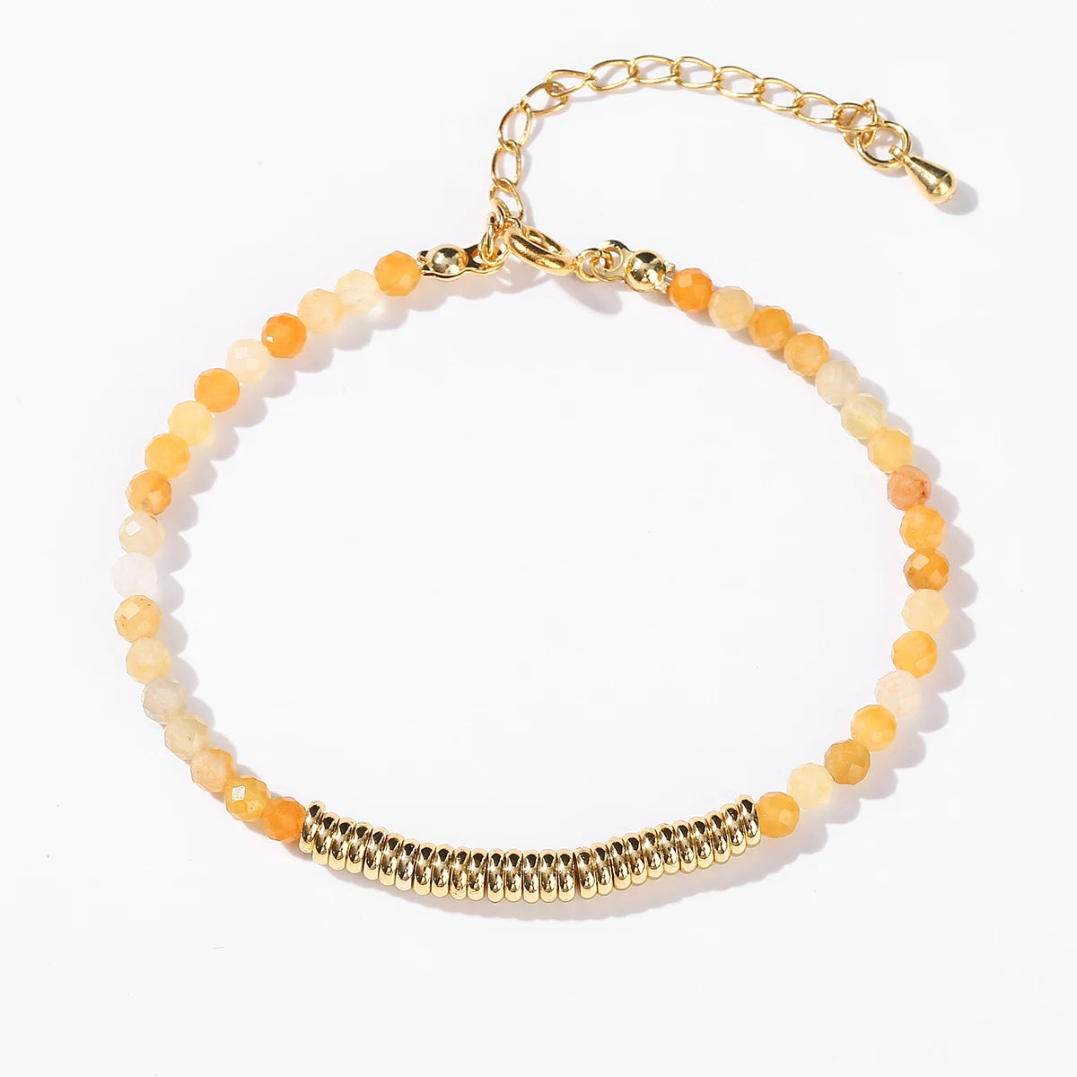 JD 3mm Faceted Natural Stone Chain Beaded Bracelet For Women With 18k Gold Plated Stainless Steel Spacer Beads Healing Jewelry