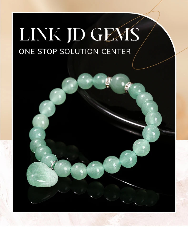 JD Natural Pink Quartz Yellow Tiger Eye Unakite Heart Pendant Beaded Bracelet Women Lovers Elegant Handmade Stretch Healing Gift