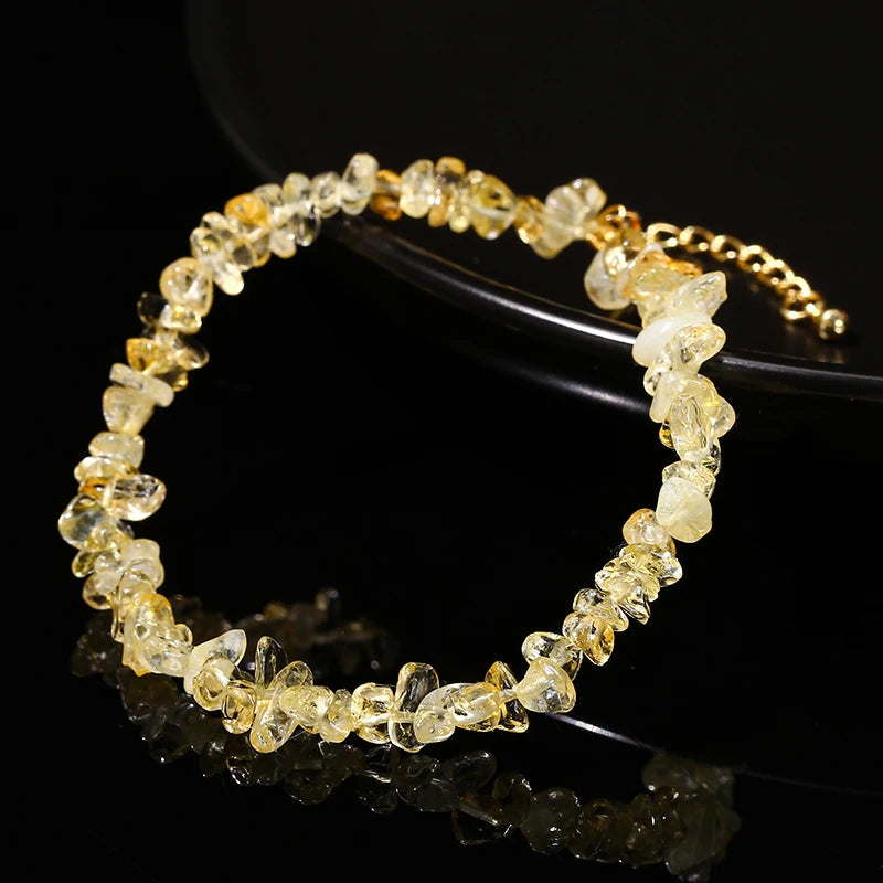 JD Natural Citrines Gravel Stone Irregualr Chip Chakra Bracelet Women Fashion Jewelry Reiki Healing Adjustable Birthday Gifts