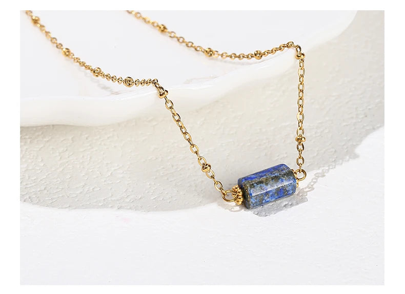 JD Handmade Boho Necklace Natural Amethyst Faceted Bead Pendant Necklace For Women Trendy Classic Stainless Steel Couple Gifts