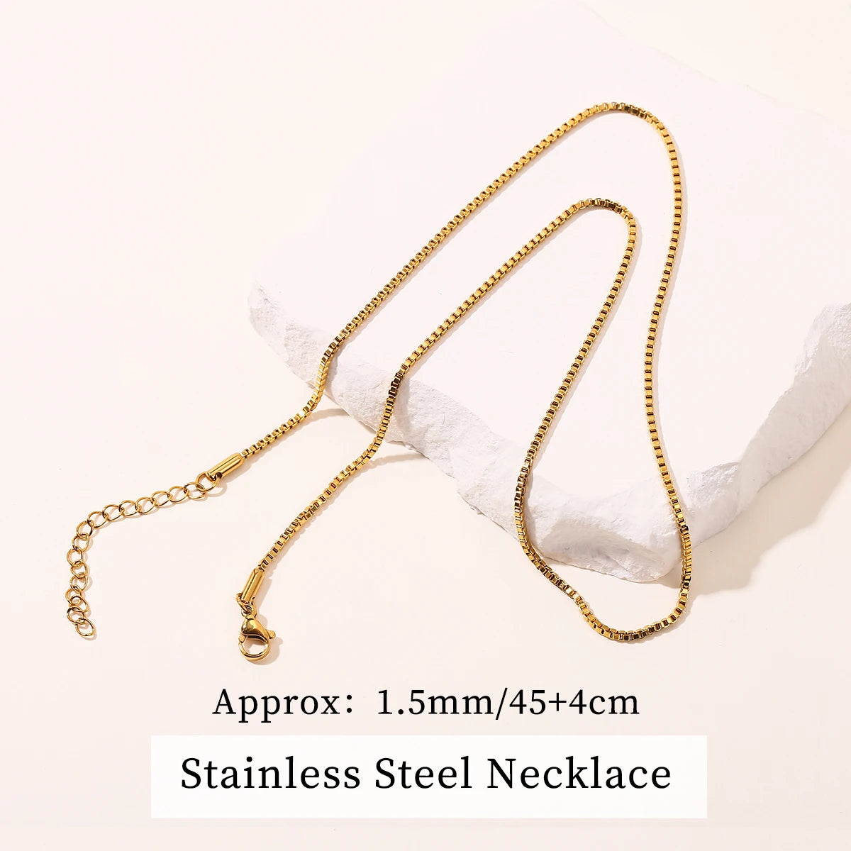 JD Natural Stone Pandent Box Chain Necklaces for Women Creative DIY Crystal Charm Stainless Steel Clavicle Necklace Accessory