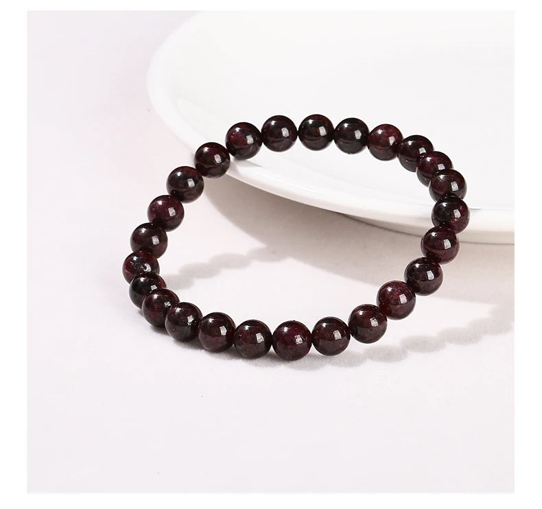 JD 1A Natural Garnet Stone Wine Red Beaded Bracelet Men Women Yoga Healing Balance Bracelets Jewelry Couple Valentine's Day Gift