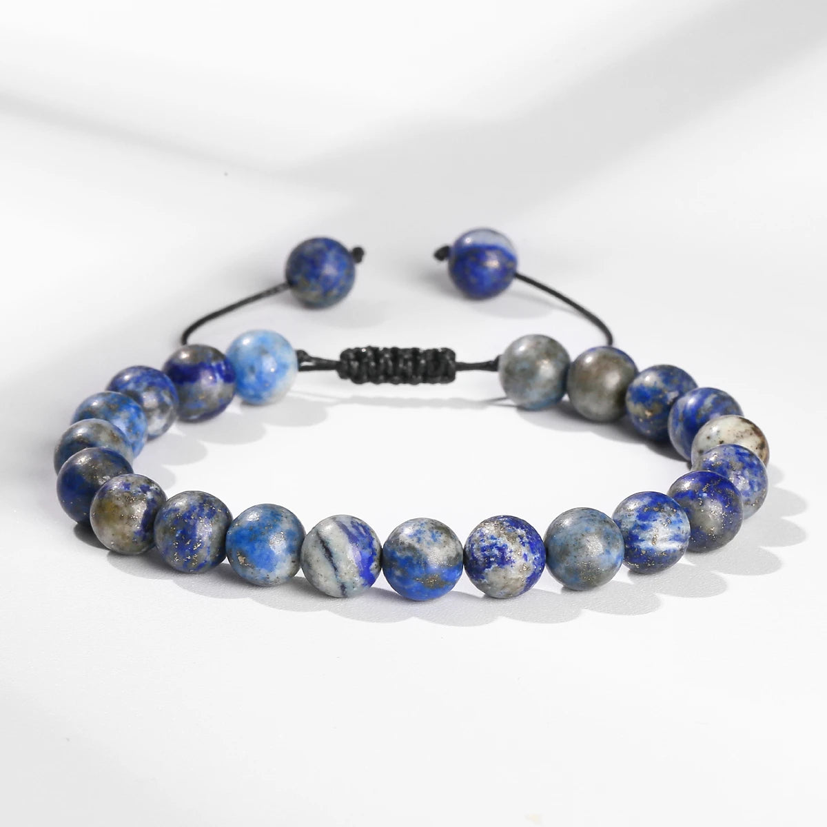 JD 8mm Natural Amethyst Bead Bracelets Adjustable Braided Rope Bangles Lapis Lazuli Men Women Yoga Healing Balance Bracelet Gift