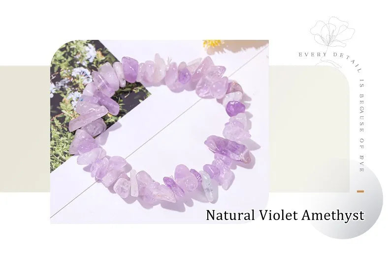 JD Natural Crystal Stone Seven Chakra Irregular Energy Bracelet Women Men Healing Amethyst Fluorite Chip Strand Bracelet Gift